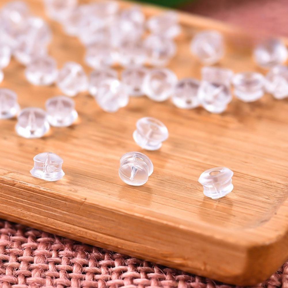 100pcs Transparent Silicone Anti-slip Ear Plug Stud Earrings Back-buckle Cap for Jewelry Making Earrings DIY Accessory Wholesale