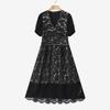 ZANZEA Women Summer V-Neck Casual Short Sleeve Patchwork Lace Dress