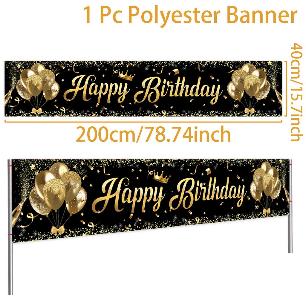 Black Gold Birthday Table Runner 30 50 Birthday Tablecloth Balloon Party Decoration For Home Backdrop Wedding Adult Anniversary