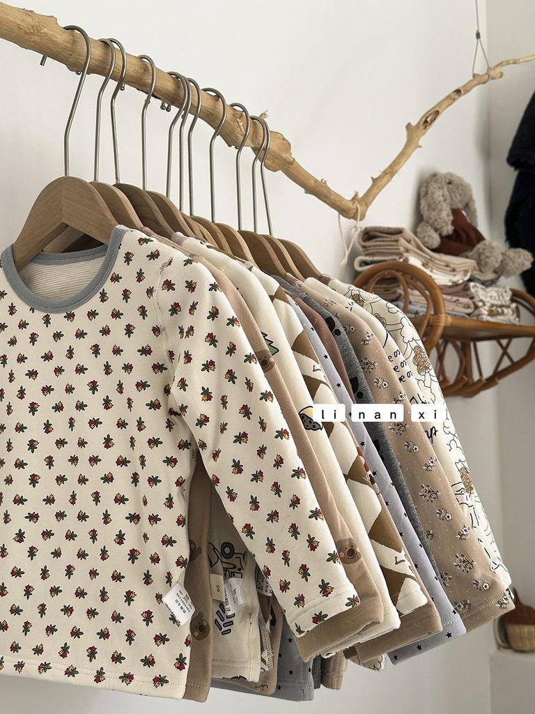 Children's Silk Wool Lined Home Wear Set - Warm Top & Pants