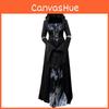 Halloween Witch Dresshooded Cosplay Costume With Polyester Fabric For Women Stage Show