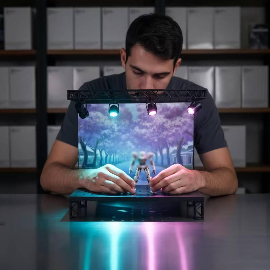 Display Stage with Lights DioramaStyle Figure Modular for Collectors, Photographers,