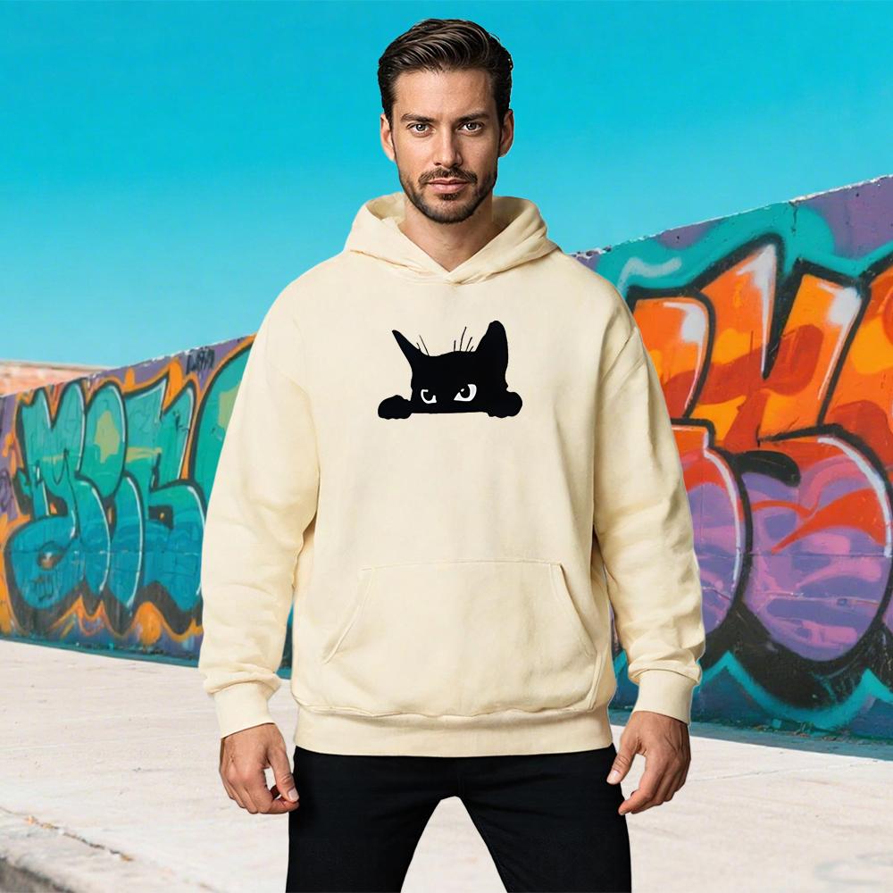 Black Cat Gaze Cartoon Hoodie Anime Printing Cute Sweatshirt Funko Pop Casual Clothing Moletom Kawaii Pullovers Soft Comfortable