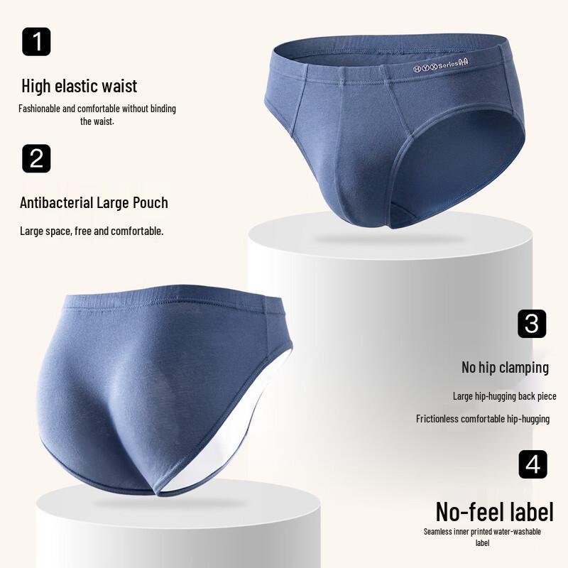 Hengyuanxiang Men's Pure Cotton Antibacterial Briefs
