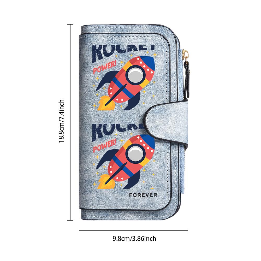 Kulac Power Rocket Print Long Wallet Forever Fashion Multi Card Holder Trendy Purse for Daily Use
