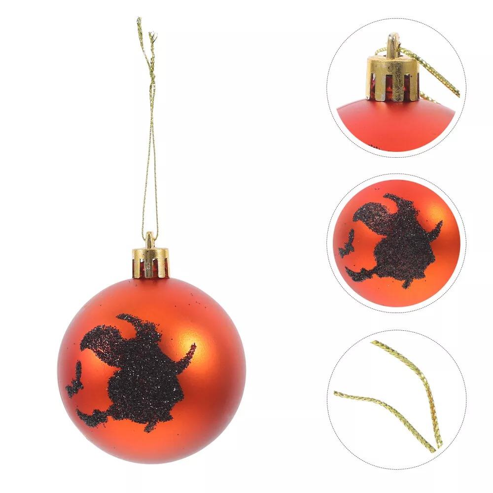 6Pcs 6cm Halloween Hanging Ball Mini Tree Ornament DIY Halloween Tree Baubles  for Home Party