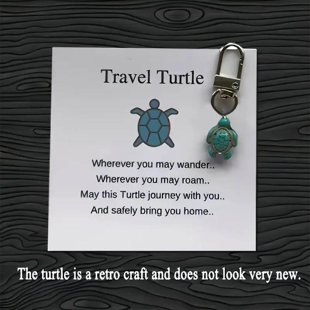 Creative Diy Travel Turtle Keychain Birthstone Turquoise Jewelry Pendant Couple Family Keychain Pendant