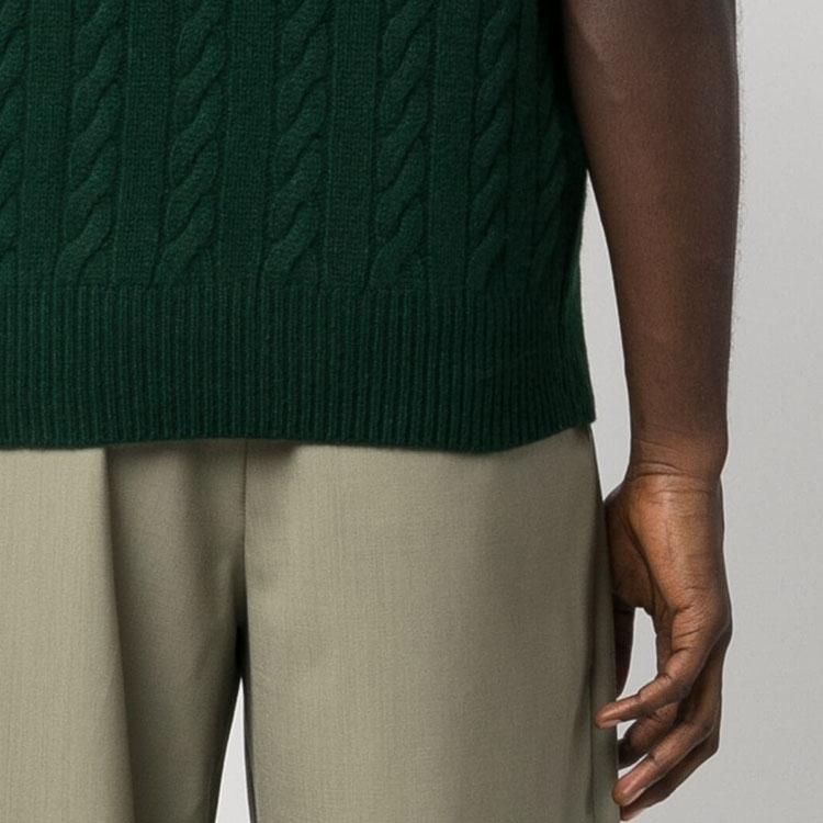 Polo Ralph Lauren Solid Color Cable Knit Sleeveless Sweater Men sweater Forest-Green 710917037-001