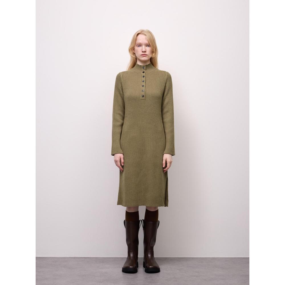Gu By Uniqlo Rib Button Neck Dress Ul