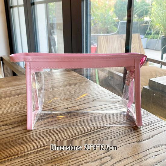 Japanese-Style Transparent Triangle Pen & Makeup Bag - Large Capacity for Girls and Students