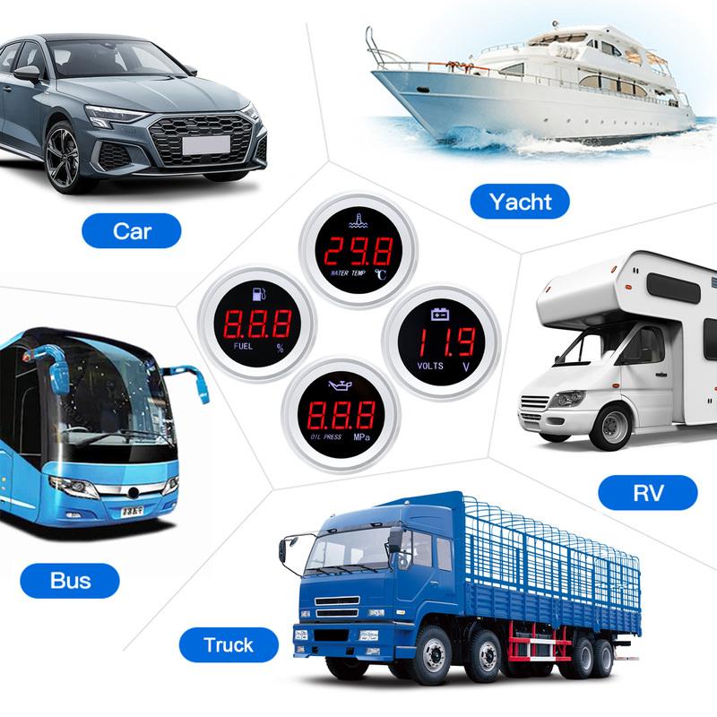 Water Temp Gauge 0-120 Celsius 10MM Water Temperature Sensor T-Fitting Joint Pipe Adapter 26MM~40MM for Car Truck Yacht Boat
