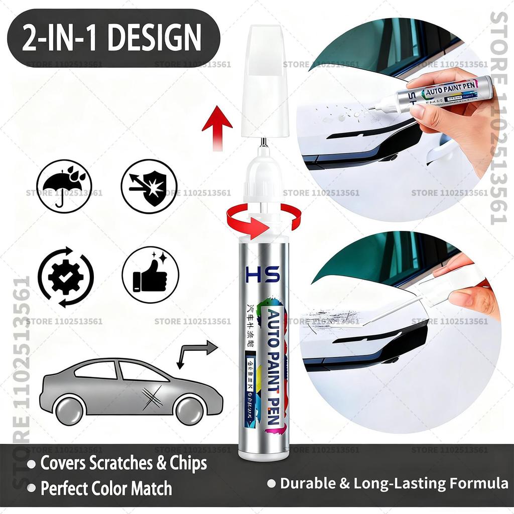 Touch Up Paint Pen Car Paint Scratch Repair Tool Brilliant silver Magic black Graphite grey Moon white For 2024-2025 Skoda Elroq Touchup Paint2