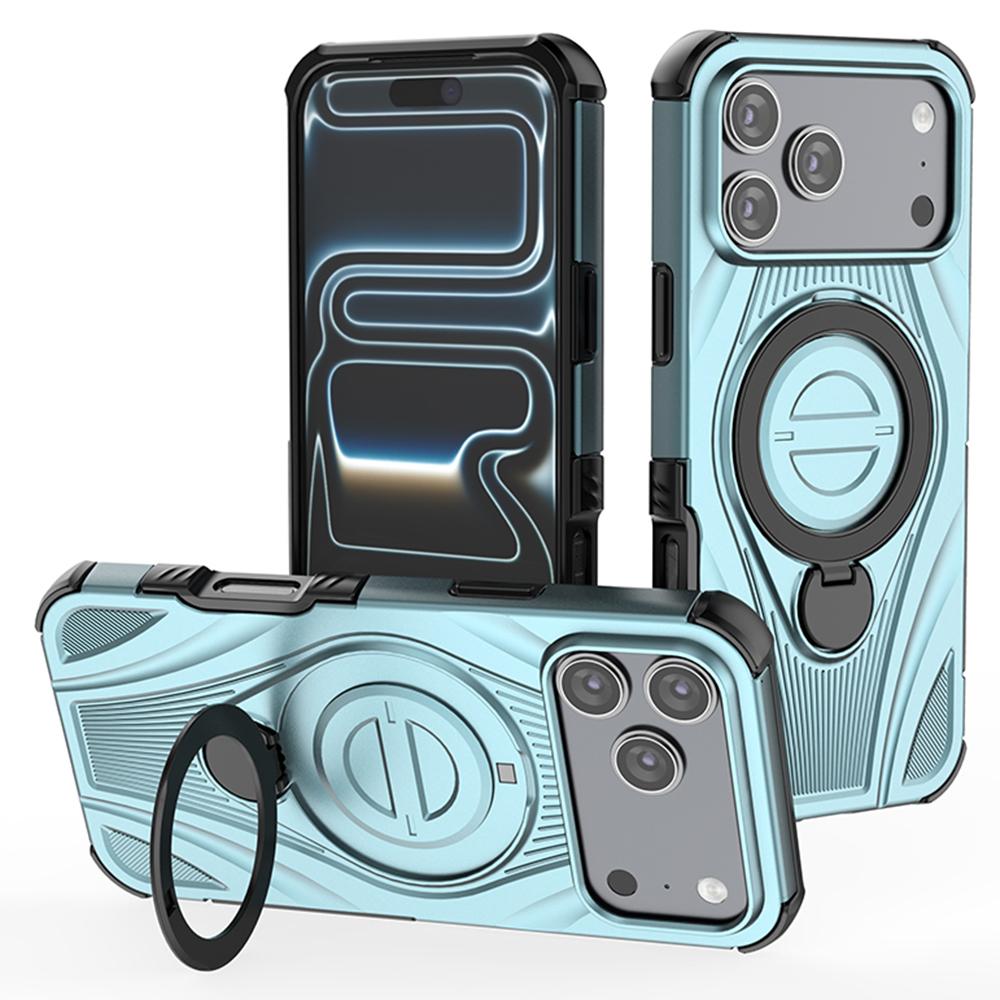 For iPhone 17 Pro Max Magnetic Case Rotating Kickstand TPU PC Shockproof Phone Back Cover