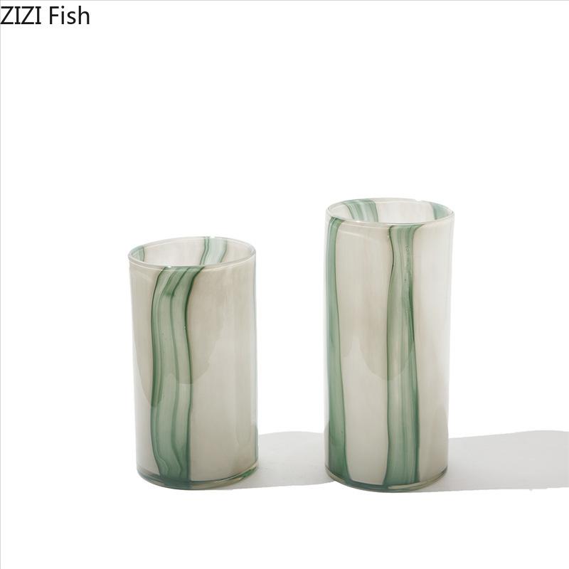 Grün Farbverlauf Bemalte Glasvase Hydroponischer Pflanztopf Tischdekoration Blumenarrangement Blumenvase Raum Ästhetische Dekoration