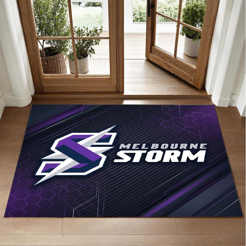 Melbourne Storm Design Crystal Velvet Rug Soft Decorative Mat for Bedroom Entrance