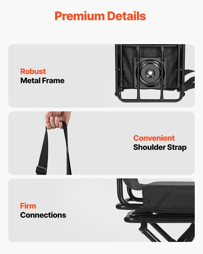Hunting Chair, 360° Silent Swivel, Foldable Lightweight Portable Blind Chair, Heavy-Duty Steel Frame Ground Stool Seat, with Adjustable Shoulder