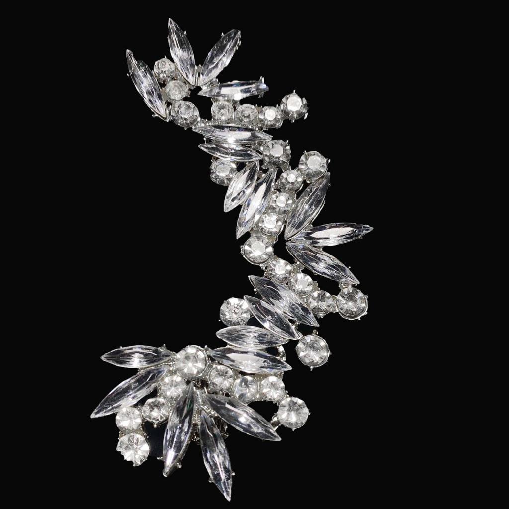 Irregular Rhinestone Ear Bone Clip No Hole High Sense Niche Symmetrical Full Diamond Ear Clip Earrings Female Versatile