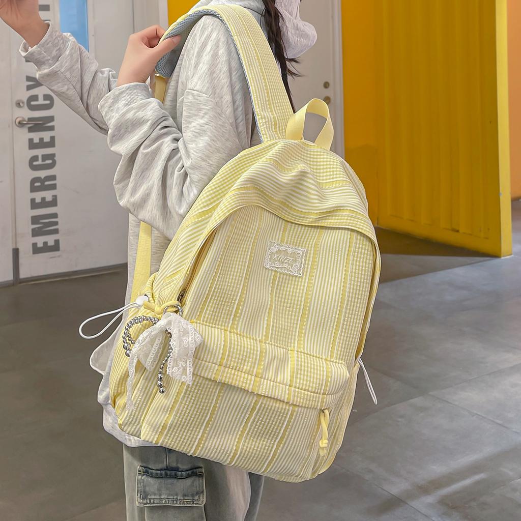 Schoolbag Japanese INS striped backpack 1011 spring/summer new campus high-aesthetic student backpack for women, lightweight small backpack