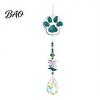 Soft Decoration Gift For Pet Owners Crystal Cat Paw Wind Chimes, Suncatchers for Windows Hanging, Swaying Layered Beads Decor Prism Rainbow
