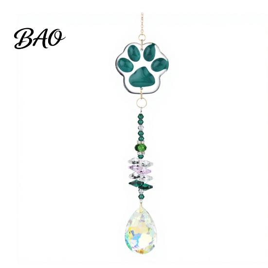 Soft Decoration Gift For Pet Owners Crystal Cat Paw Wind Chimes, Suncatchers for Windows Hanging, Swaying Layered Beads Decor Prism Rainbow