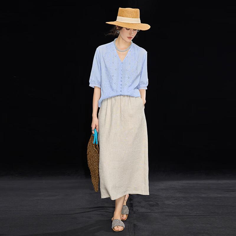 Women's French Style Cotton Embroidered Blouse