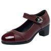 Chaussure Unique Femme Printemps et Automne Antidérapante Velcro Chaussures en Cuir Chaussures de Danse Talons Épais Chaussures de Travail