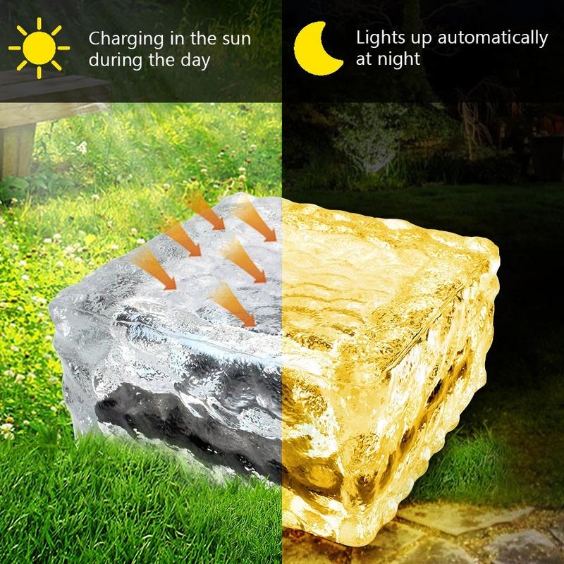 Lawn Solar Garden Light LED Brick Ice Cube Solar Lights Outdoor Decoration Lamp for Stair Pathway Driveway Landscape Patio