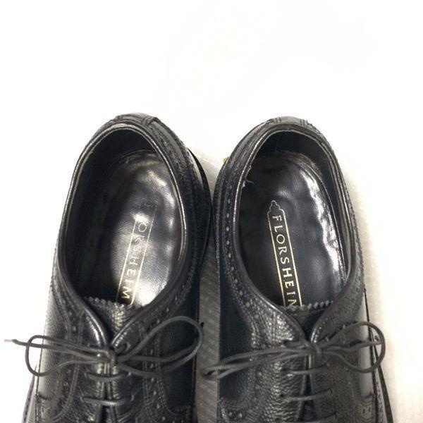 80s 90s Vintage Florsheim Goodyear Handmade Size 8 3E 26.0cm Long Wingtip Black(USED)