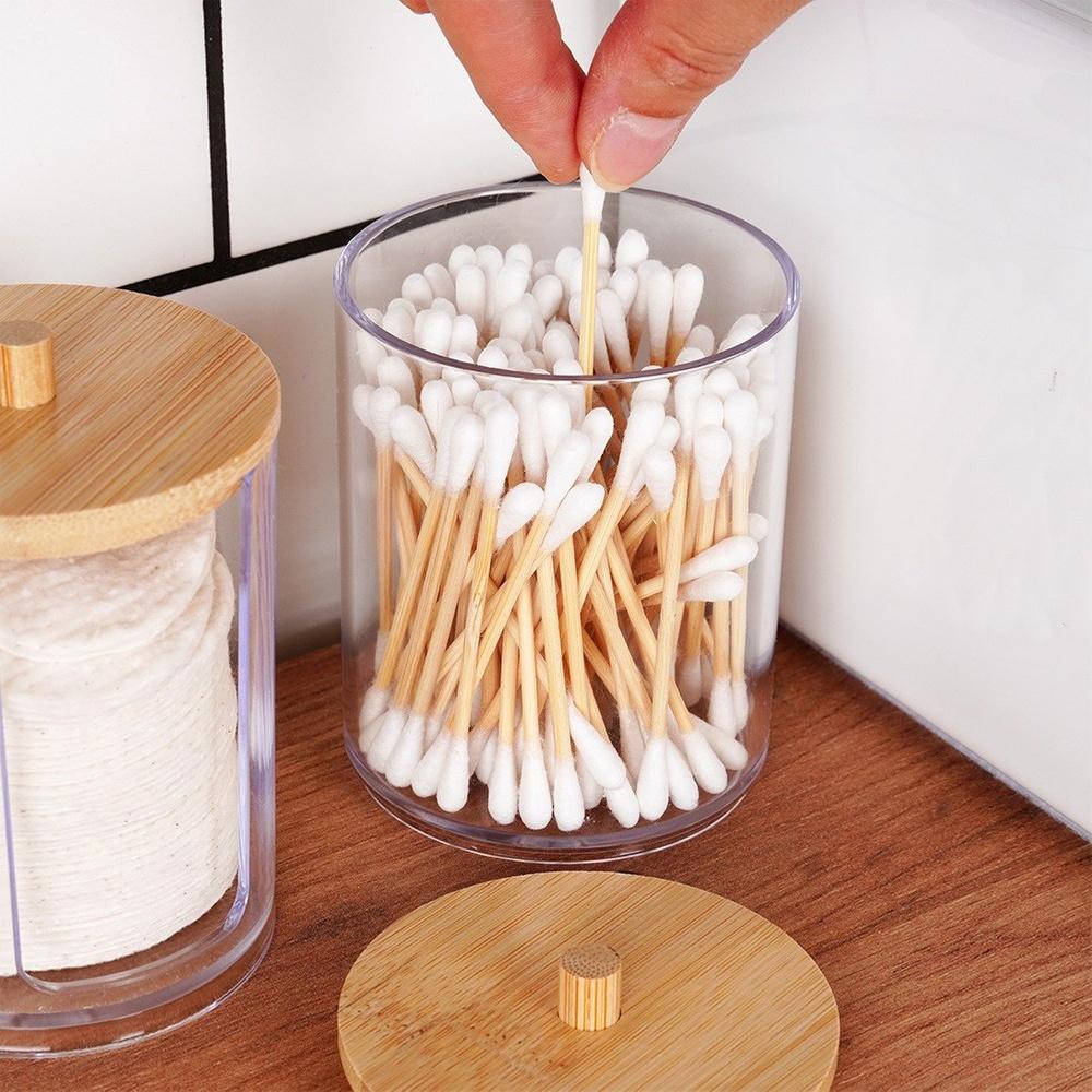 2x Bathroom Container Organizer for Cotton Buds and Hygienic Cosmetic Pads