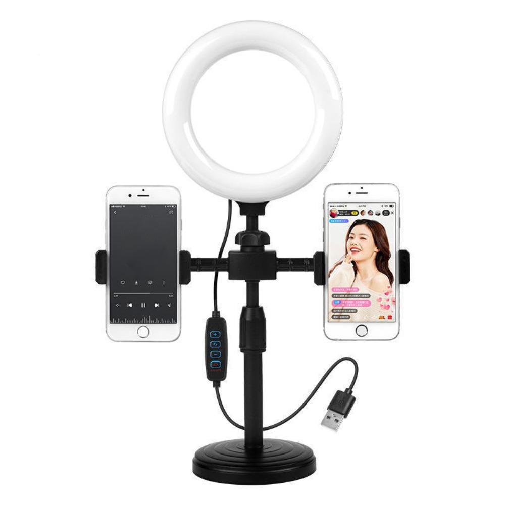 

Stable Base Live Streaming Fill Light Dual Phone Position LED Circular Light Phone Accessories чёрный