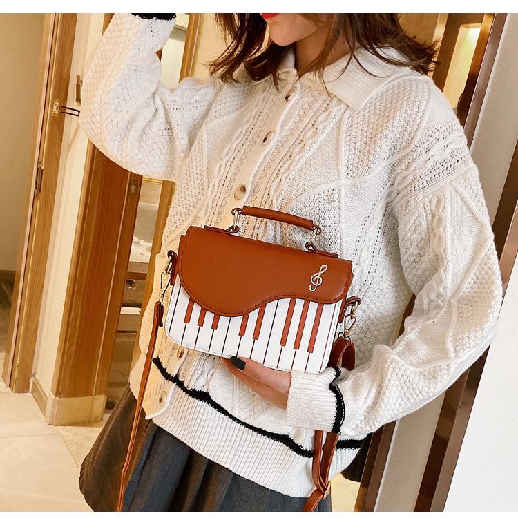 Modny kontrast kolorów haft mała kwadratowa torba dziewczyna słodka osobowość nuty fortepianowe mała torebka listonoszka torebka damska