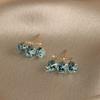 Cubic Crystal Earrings Silver Studs Seafoam Blue 3D Geometric Design Hypoallergenic Lightweight Sweet Elegant Jewelry for Women