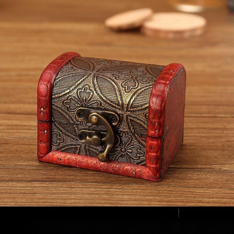 Vintage Wooden Storage Box with Lock, Retro Jewelry Keepsake Organizer for Wedding Candy, Jewelry , Trinkets,Trinkets,