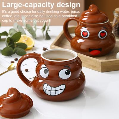 Tazza Cacca in Ceramica 500ml Tazza da Caffè Creativa con Cucchiaino Impugnatura Confortevole Tazza da Tè Novità Regali