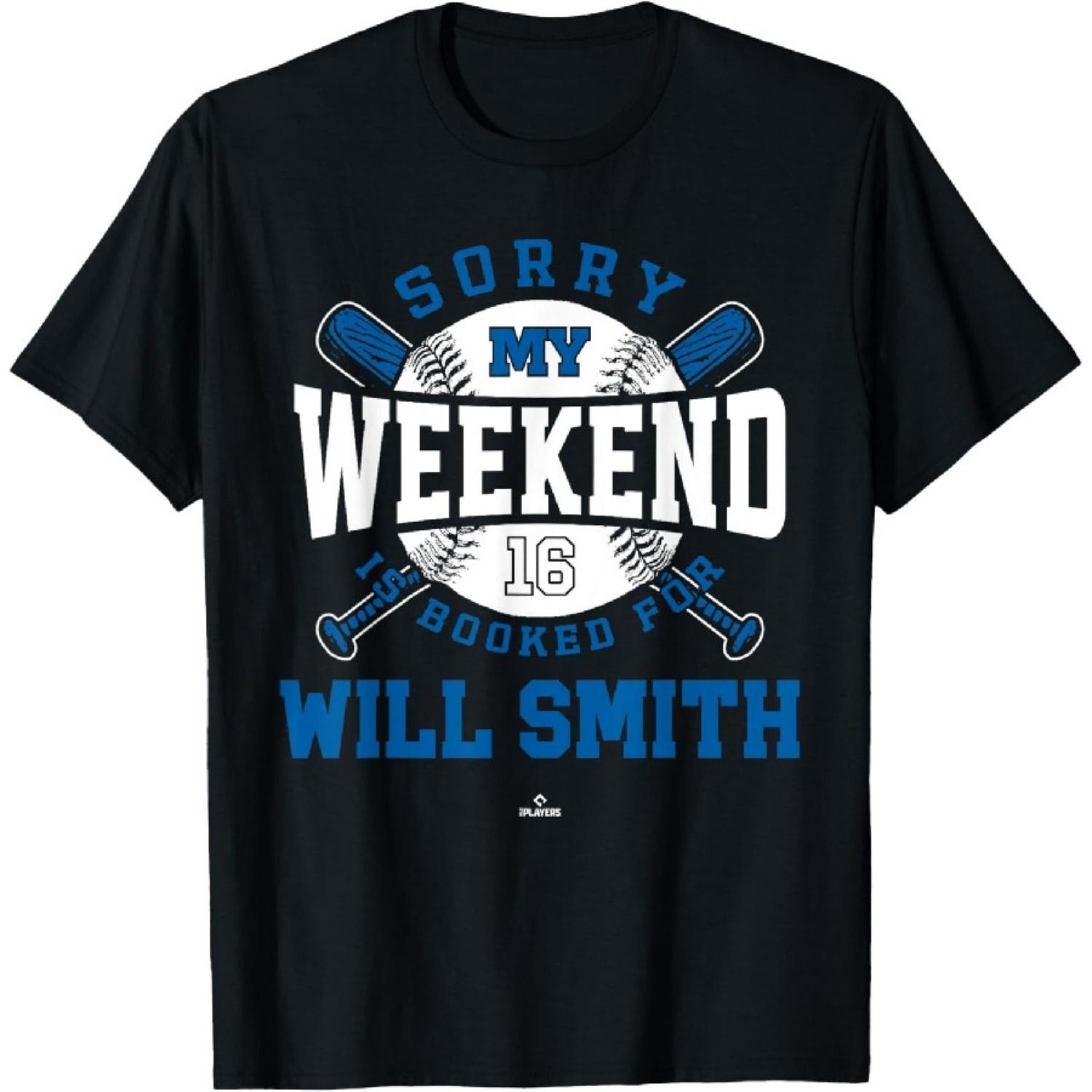 Weekend Booked for Will Smith Los Angeles Baseball MLBPA T-Shirt S