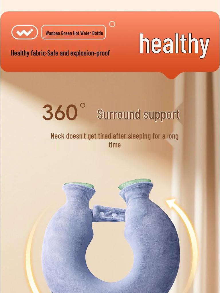 Cervical Neck and Shoulder U-Shaped Hot Water Bag – Thickened, Explosion-Proof Design for Warm Compress Therapy.