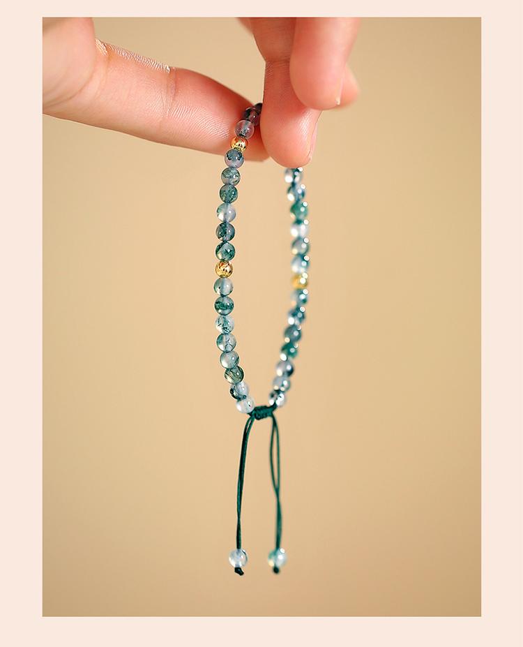 [Five Elements Mending Wood] Water Grass Agate Hand String 2025 New Small Fresh Versatile Show White temperament Braided Rope Bracelet