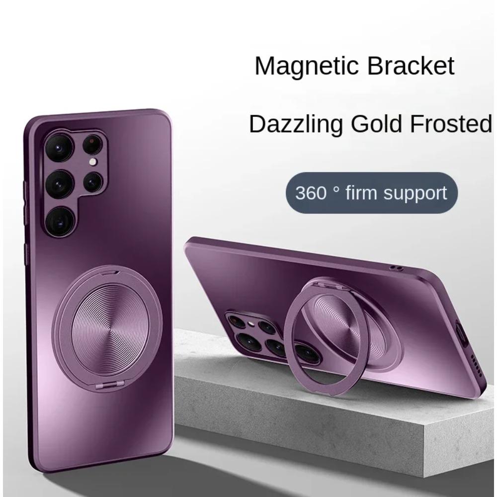 Magnetic Stand Magsafe Case for Samsung Galaxy S24 S23 S22 Ultra Plus Shockproof Hard Matte Ring Holder 360°Rotating Kickstand Protective Back Cover