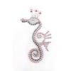 Iron-on Motif - KI-SIGN - Pink Seahorse - Multicolored Rhinestones - 10.3 X 6 Cm