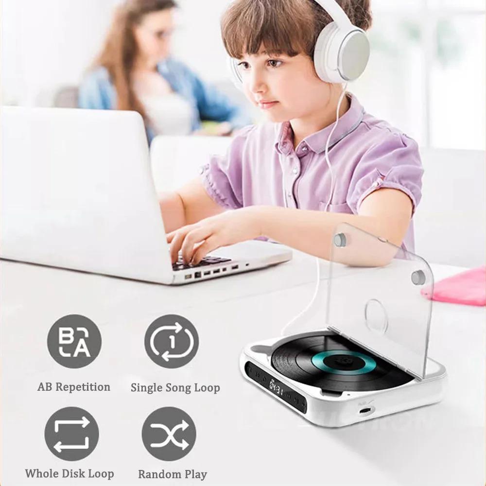 Portable CD Player With Bluetooth USB/TF/AUX Support 2000mAh Rechargeable Battery LCD Display-Model KC-918