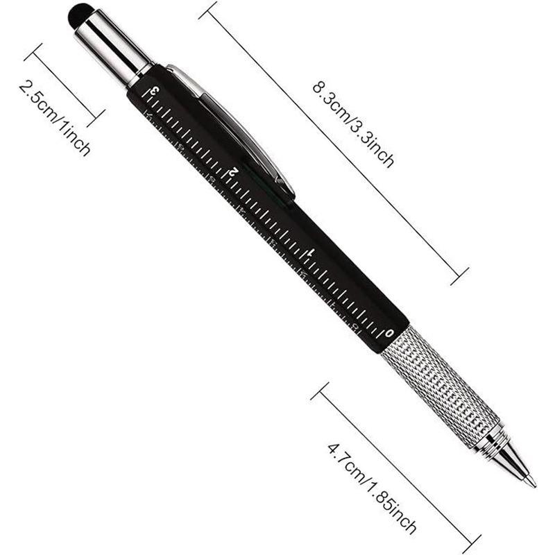 7 In 1 Multifunctional Pen Touch Screen Stylus Capacitive Pen With Screwdriver Ruler Levelgauge Refillable Ballpoint Pencil Tool