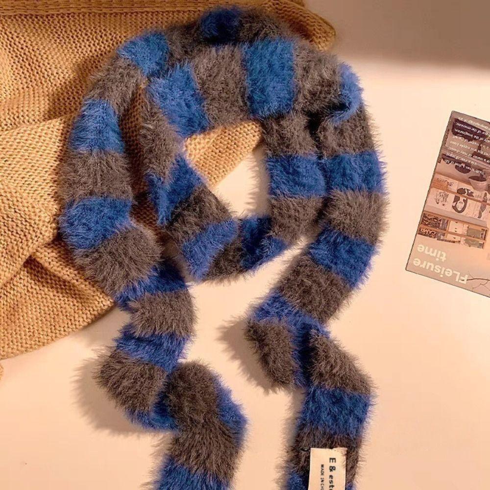 Knitted Women Long Scarves Warm Neck Neck Scarves Y2K Girl Stripe Scarf  Autumn Winter