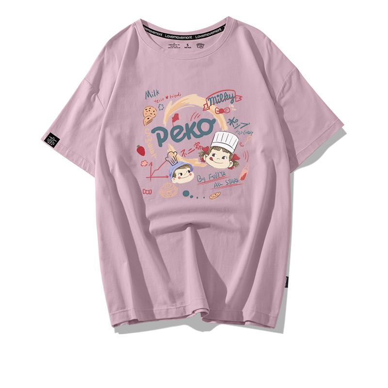 Loose ort Sve T-irt Women Summer Oversize Harajuku Sle Cartoon Print Casual Cotton Top Streetwear Hip Hop round Ne