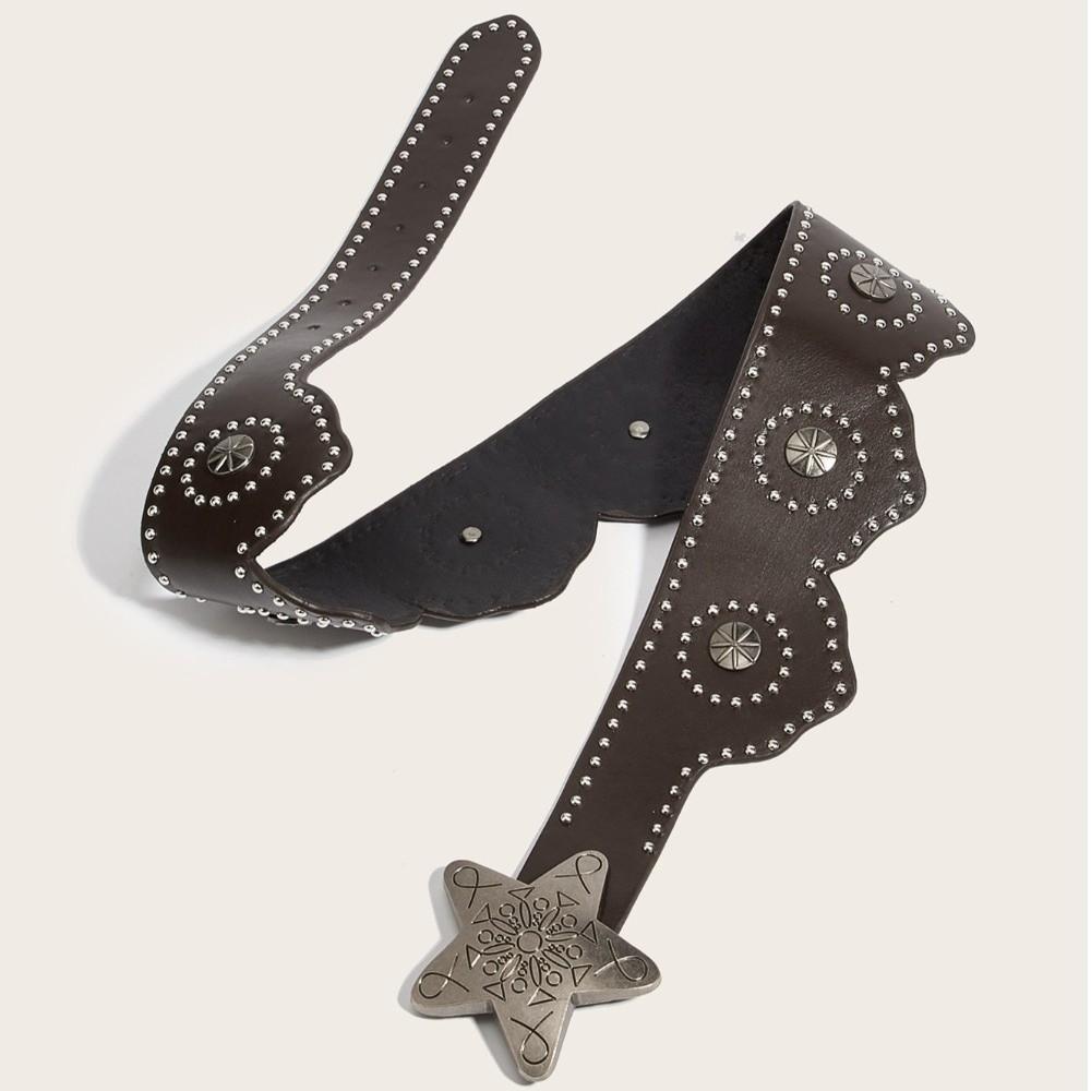 Solid Color Star Buckle Belt Multifunctional Wide Waistband Waist Chain Women's Accessories