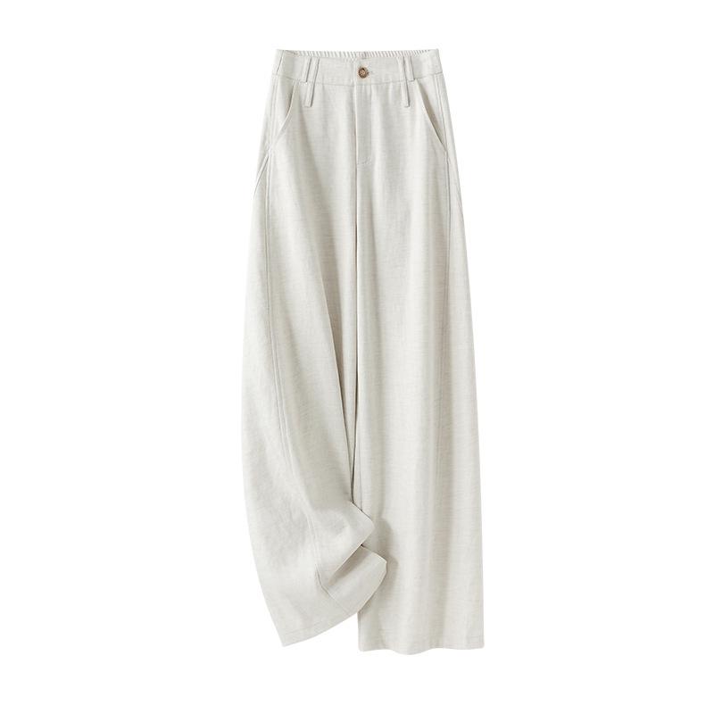 Old Money Style Linen Wide-Leg Pants: Women's Casual Elastic Waist Straight-Leg (Spring 2026)