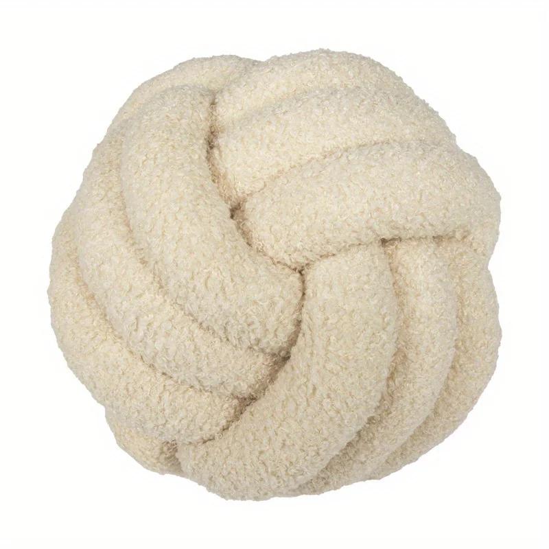 Nordic Latest Style Hand Woven Lamb Wool Round Pillow Braided Household Decor Sofa Backrest Cushion Cozy Living Room Bedroom