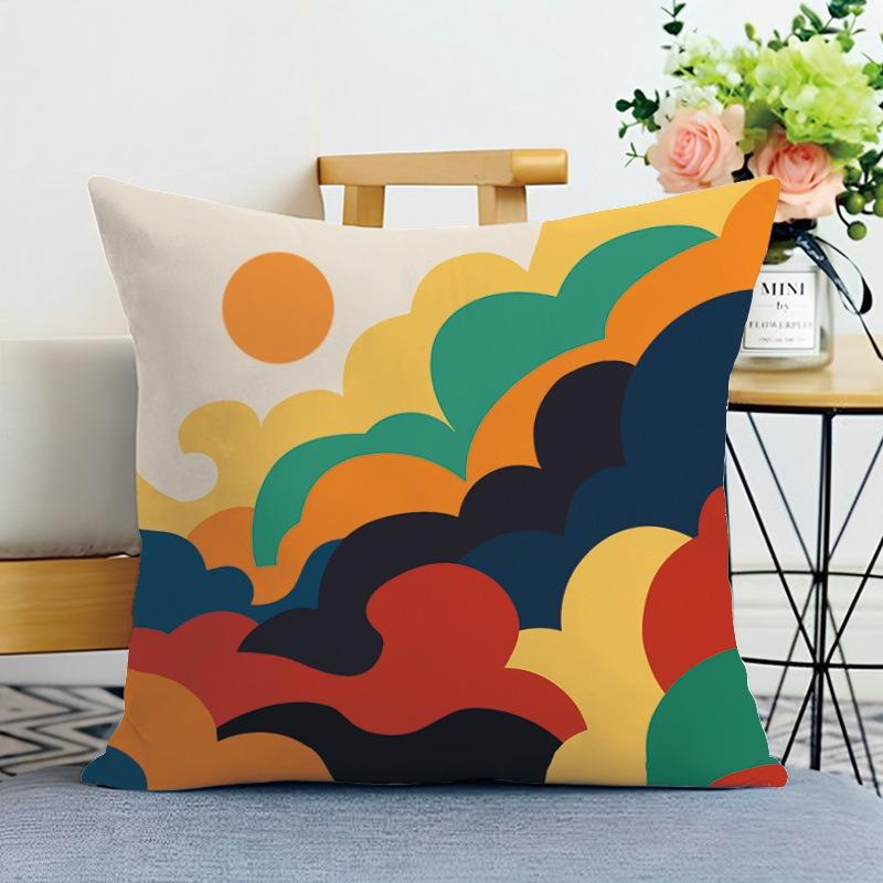Creative Geometric Print Decorative Pillowcase Bedroom Living Room Square Cushion Pillowcase