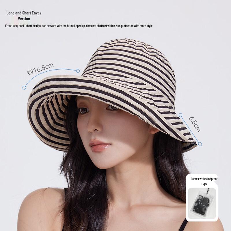zauo Women s Striped Sun Protection Bucket Hat