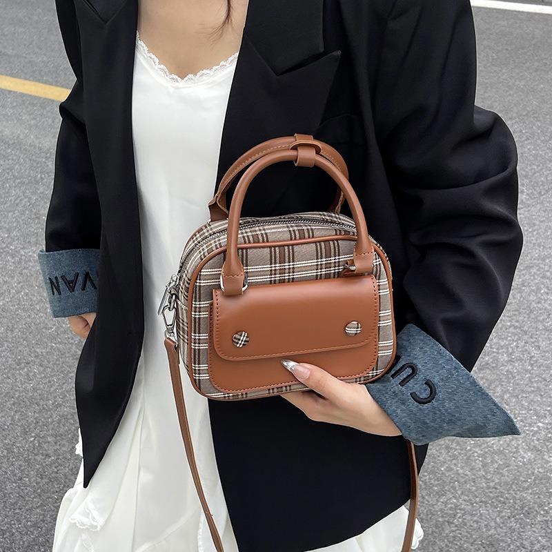 Einfache Handtasche kleine quadratische Tasche Damen Sommer neue Mode Trend Karomuster Schulter Messenger Bag