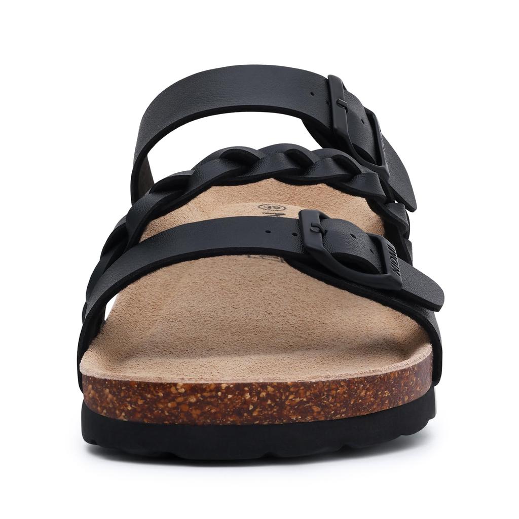 Fashion Comwarm Cork Footbed Sandals For Women Arch Support Slip-On Sandals With Adjustable Buckle Leisure Walking Summer Lady Sandals